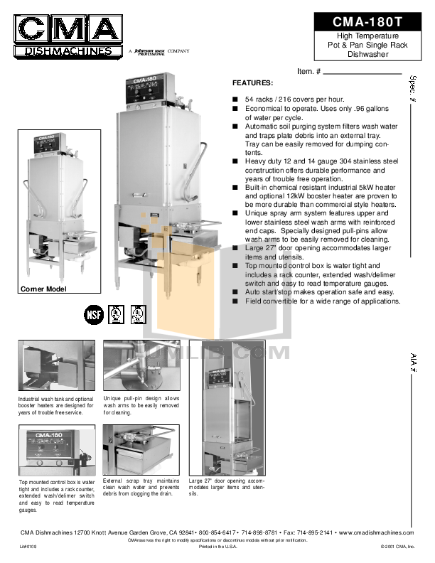 Download free pdf for Cma CMA-180 Dishwasher manual